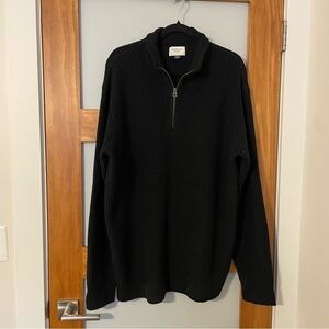 American Eagle Black Wool Blend Quarter Zip Pullover Sweater